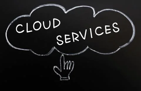 Cloud services with hand cursor Stock Photos