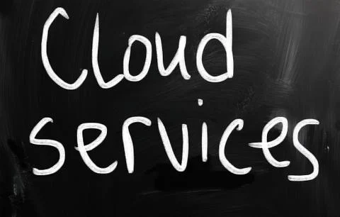 "cloud services" handwritten with white chalk on a blackboard Stock Illustration