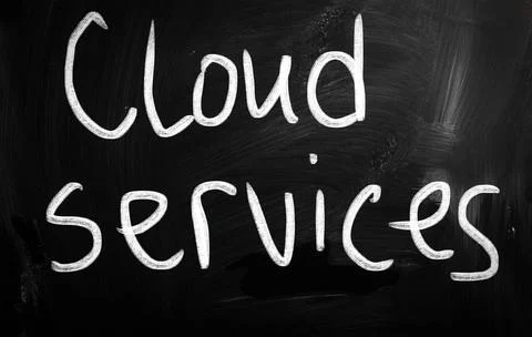 Cloud services handwritten with white chalk on a blackboard Cloud services... Stock Photos