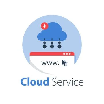 Cloud services, internet technology, online solution, distant data storage Illustrazione stock