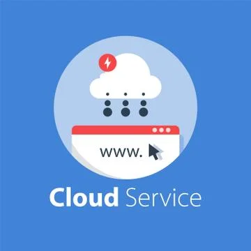 Cloud services, internet technology, online solution, distant data storage Illustrazione stock