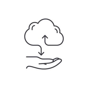 Cloud services line icon concept. Cloud services vector linear illustration Illustrazione stock