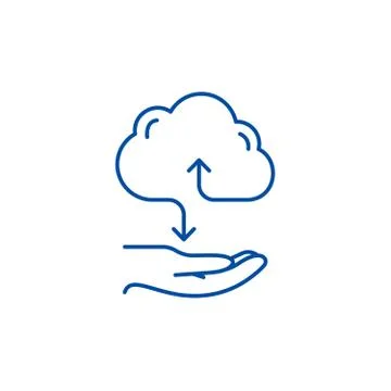 Cloud services line icon concept. Cloud services flat vector symbol, sign Stock Illustration