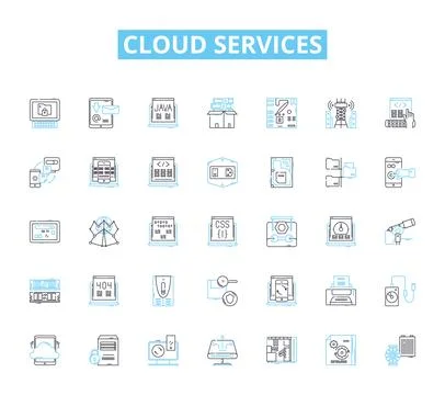 Cloud services linear icons set. Integration, Scalability, Accessibility 스톡 일러스트