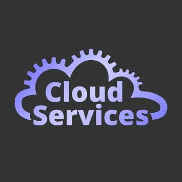 Cloud services logo, icon. SaaS, PaaS, IaaS. Technology, packaged software Stock Illustration