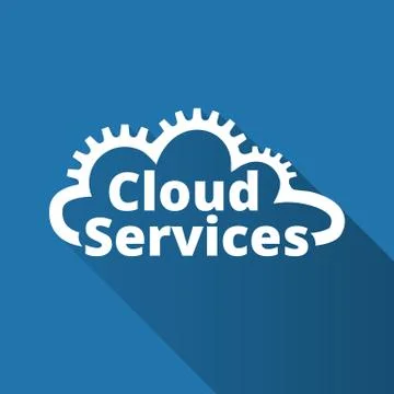 Cloud services logo, icon. SaaS, PaaS, IaaS. Technology, packaged software Illustrazione stock