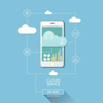 Cloud services mobile flat web infographic Stock Illustration