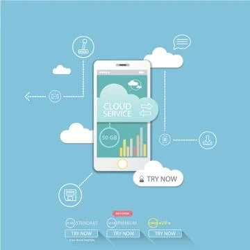 Cloud services mobile flat web infographic Stock Illustration