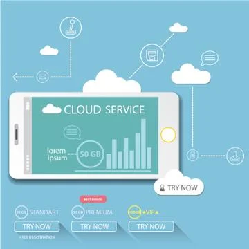 Cloud services mobile flat web infographic Stock Illustration