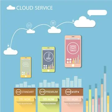 Cloud services mobile flat web infographic Stock Illustration