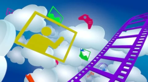 Cloud services, multimedia, music, video 스톡 동영상 10716194