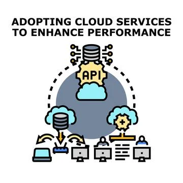 Cloud services optimizing business performance Stock Illustration