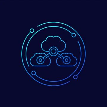 Cloud services or saas icon, linear design Stock Illustration