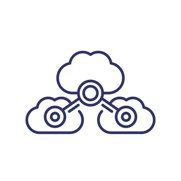 Cloud services or saas line icon Stock Illustration