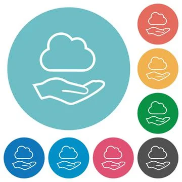 Cloud services outline flat round icons Stock Illustration