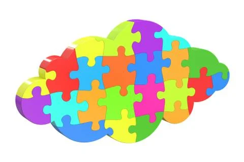 Cloud services from puzzles, 3D rendering Stockillustratie