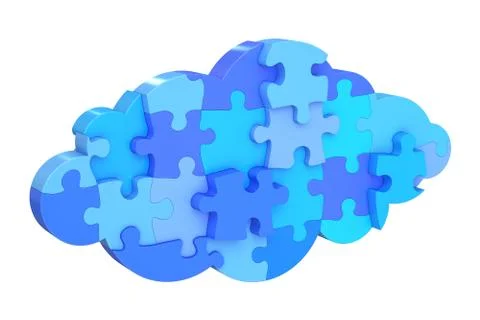 Cloud services from puzzles, 3D rendering Illustrazione stock