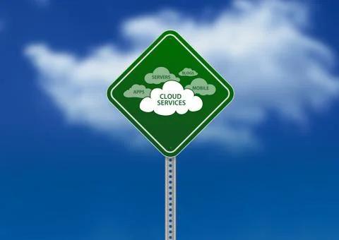 Cloud services road sign Stock Illustration