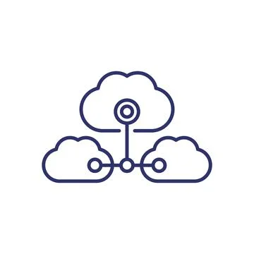 Cloud services, saas line icon Stock Illustration