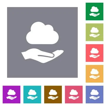 Cloud services square flat icons 스톡 일러스트