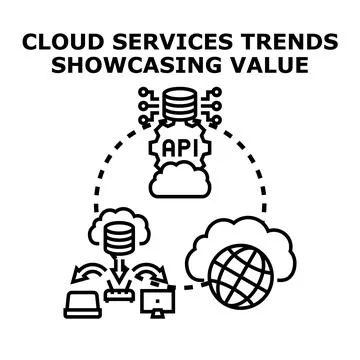 Cloud services trends optimizing business value Illustrazione stock