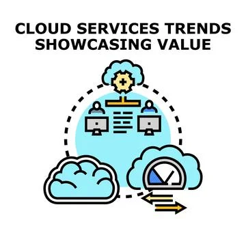 Cloud services trends optimizing value for users Stock Illustration