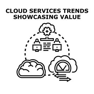 Cloud services trends optimizing value for users Stock Illustration