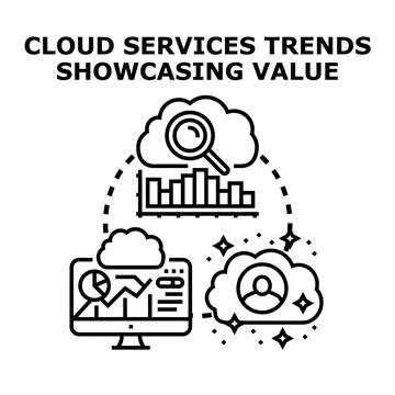 Cloud services trends showcasing business value illustration Stock Illustration