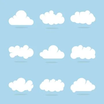 Cloud set with blue background Stock Illustration
