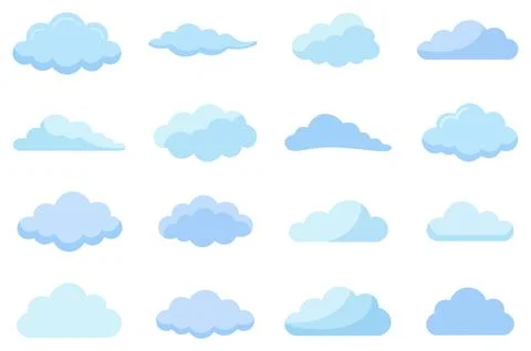 Cloud set of blue sky forms on a white background Stock Illustration