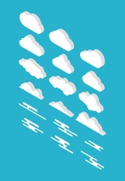 Cloud set collection isometric with vaious style clouds Stock Illustration
