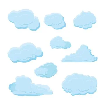 Cloud set collection with various shape and blue color with modern flat style Stock Illustration