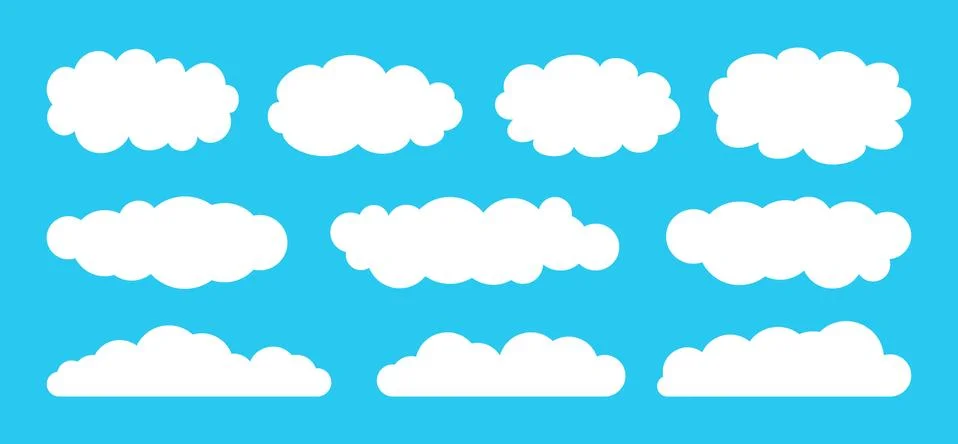 Cloud set flat cartoon abstract element vector Stock Illustration