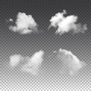 Cloud set on transparent background. Vector isolated illustration. Stock Illustration