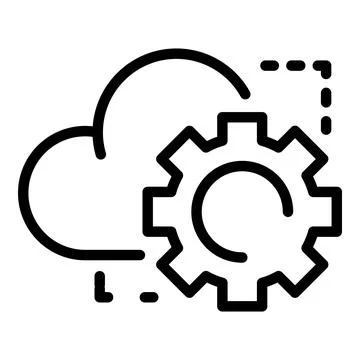 Cloud setting icon, outline style 库存插图