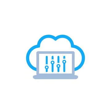Cloud settings, hosting configuration icon on white Stock Illustration