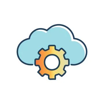 Cloud settings icon. Cloud computing with a cogwheel, symbolizing configura.. Stock Illustration