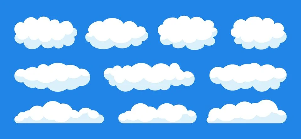 Cloud with shadow and volume shape set vector Stock Illustration