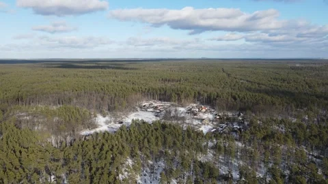 Cloud Shadows Drift Over Winter Forest From Above Stock Footage 319054891