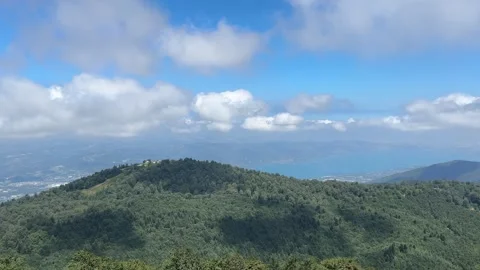 Cloud Shadows Drifting Over Forested Hills Above Sapanca Lake, Turkey Stock Footage 341815473