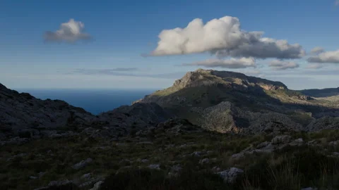 Cloud Shadows Over Serra de Tramuntana, Mallorca Timelapse Stock Footage 341036638