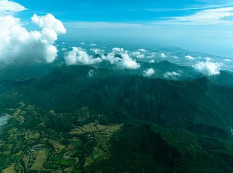 Cloud Shadows Over Tropical Forest - Aerial Shot Stock Photos