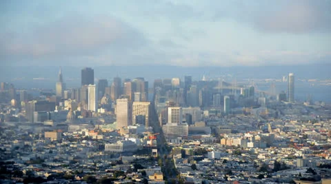 Cloud shadows pass over San Francisco Skyline - Time Lapse Stock Footage 24867570