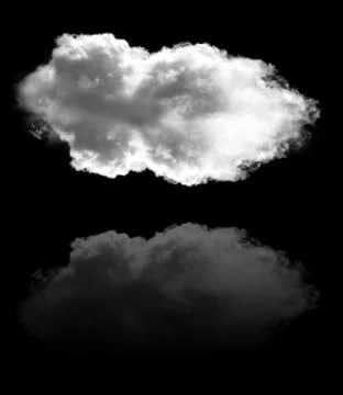 Cloud shape and its reflection flying over black background イラスト素材