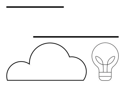 Cloud shape and light bulb outline with two horizontal lines. Ideal for illus イラスト素材