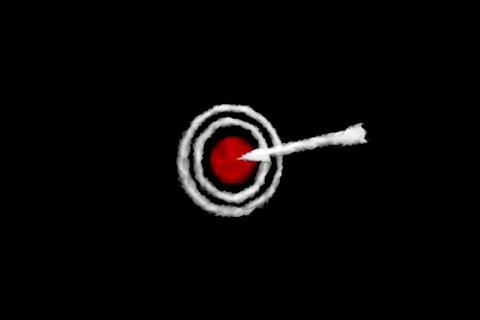 Cloud shape arrows hit in the target on black background. Perfect for composi Stock Illustration