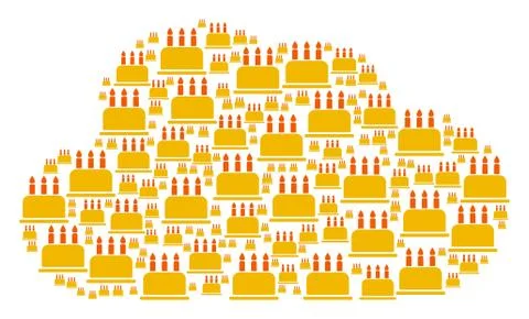 Cloud Shape of Birthday Cake Icons Stock Illustration