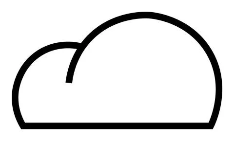 Cloud shape with black outline on white background simple, easy weather, natu Stockillustratie