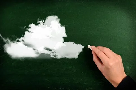 Cloud shape on a blackboard Stock Photos