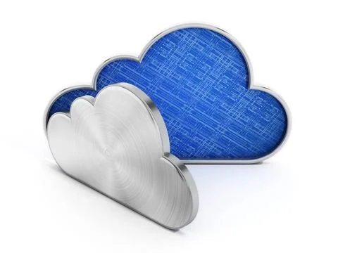 Cloud shape with blue circuit texture. 3D illustration Cloud shape with bl... Stock Photos